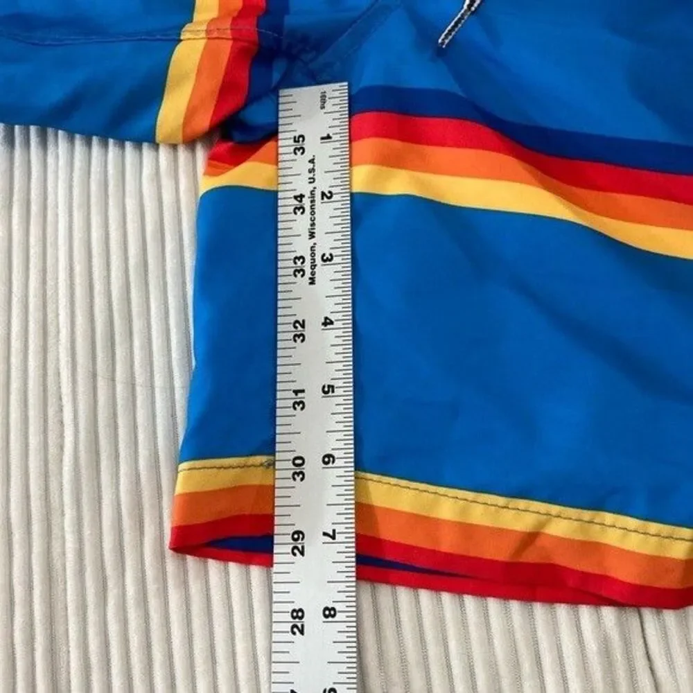 Speedo Mens Swim Trunks M Blue Stripe Quick Dry Beach Swim Shorts Liner